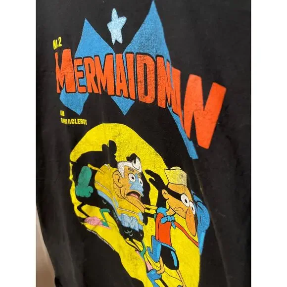 Mermaid Man And Barnacle T Shirt Men’s Size L Black Graphic Print Sponge Bob - Picture 2 of 6